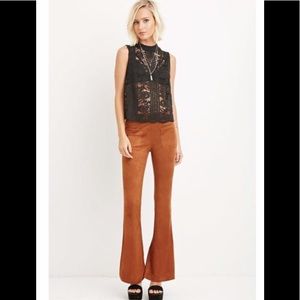 Faux Suede Flared Pants